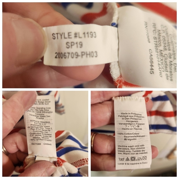 J Crew Red White Blue Oversized Striped Tee Size Small - Picture 11 of 16